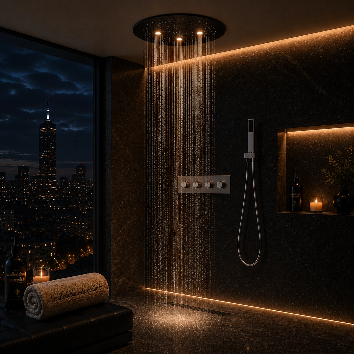 Détail ciel de pluie Belfast chrome LED